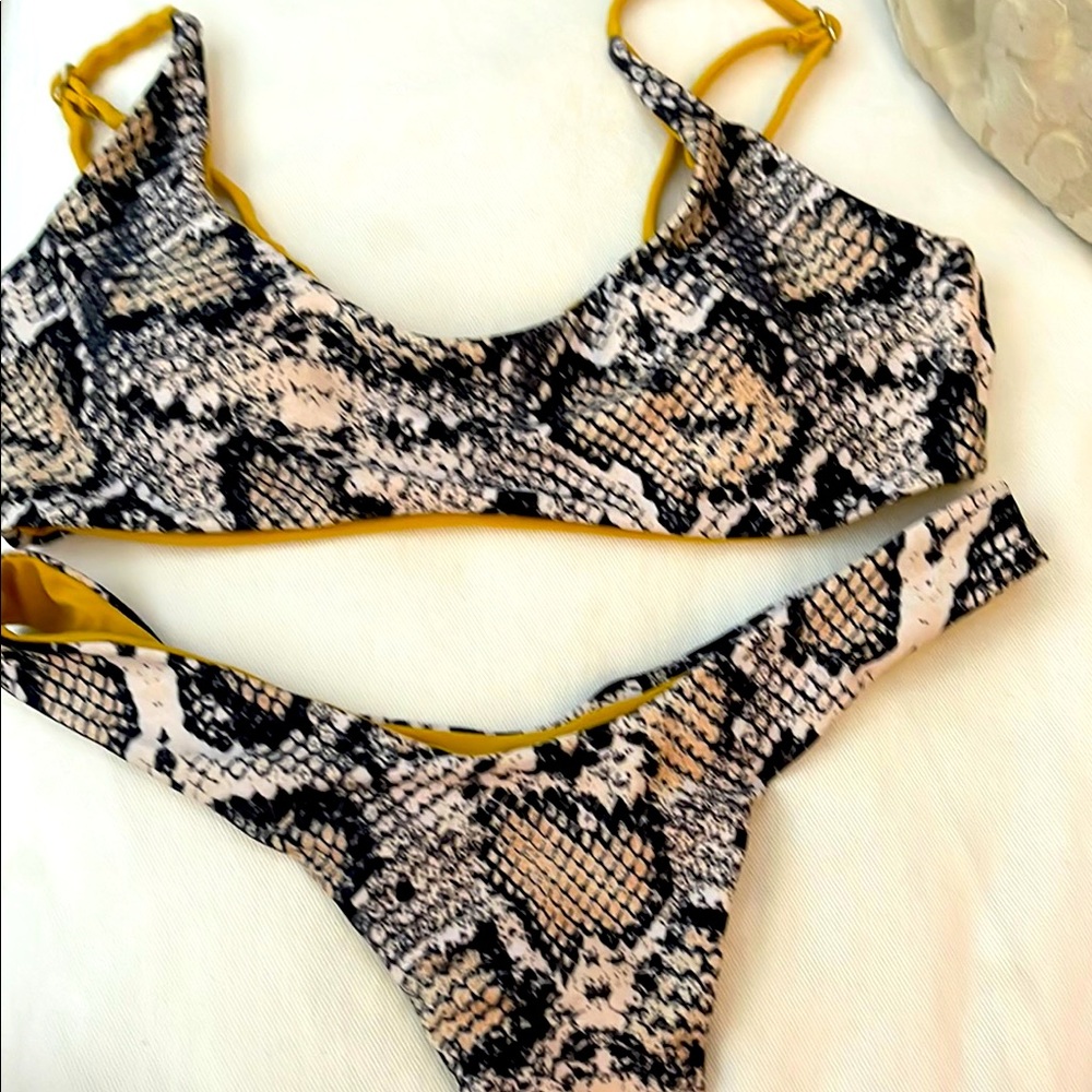 Reversible python print bikini sz m